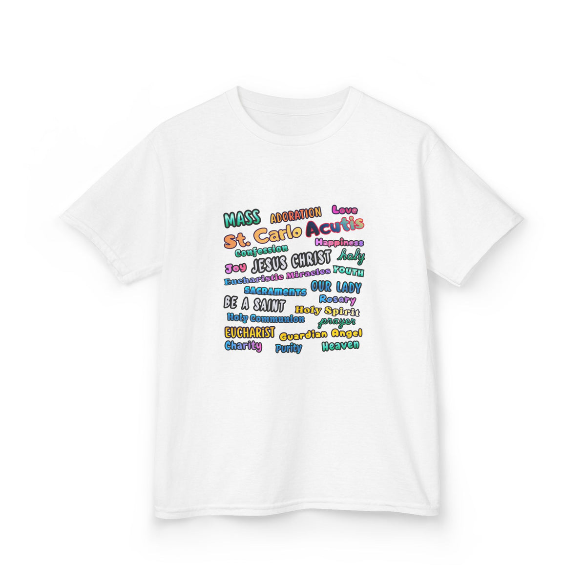 St. Carlo Acutis Inspirational Youth Word Cloud T-Shirt