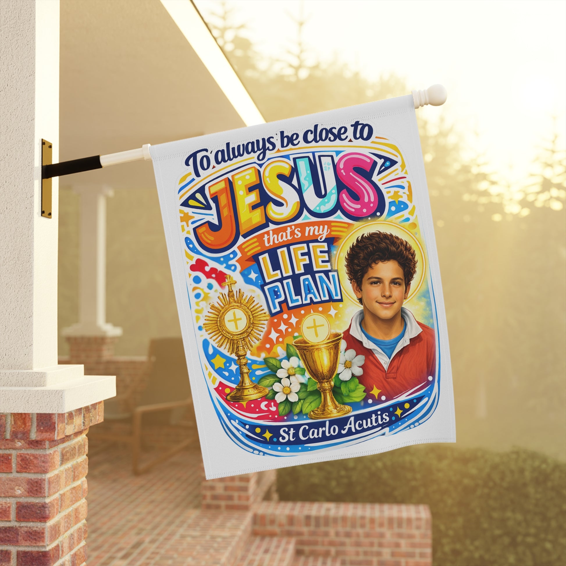 St. Carlo Acutis Vibrant Garden Flag & Banner
