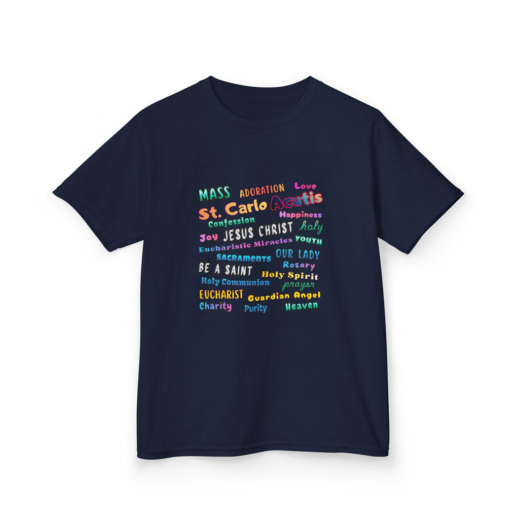 St. Carlo Acutis Inspirational Youth Word Cloud T-Shirt