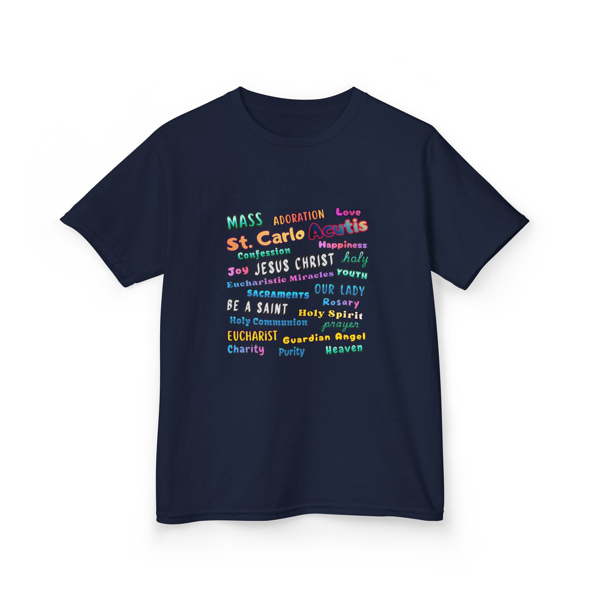 St. Carlo Acutis Inspirational Youth Word Cloud T-Shirt