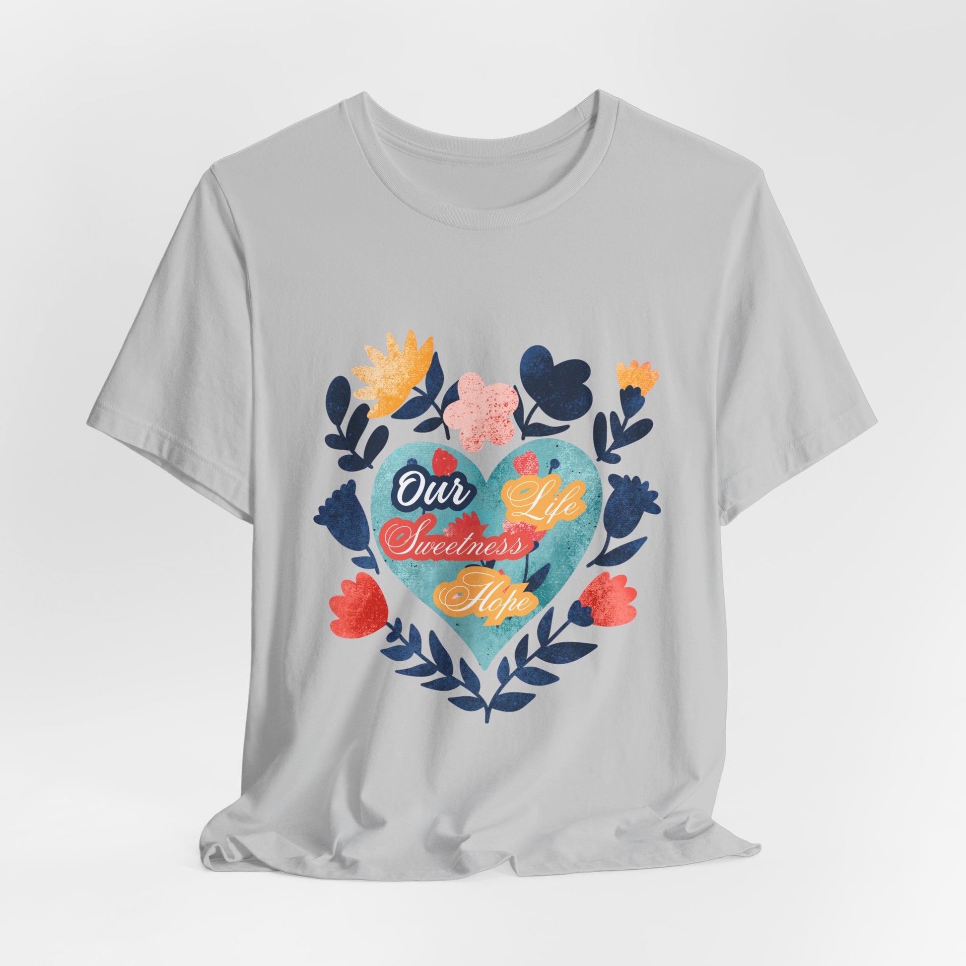 Our Life Sweetness Hope Floral Virgin Mary Tee