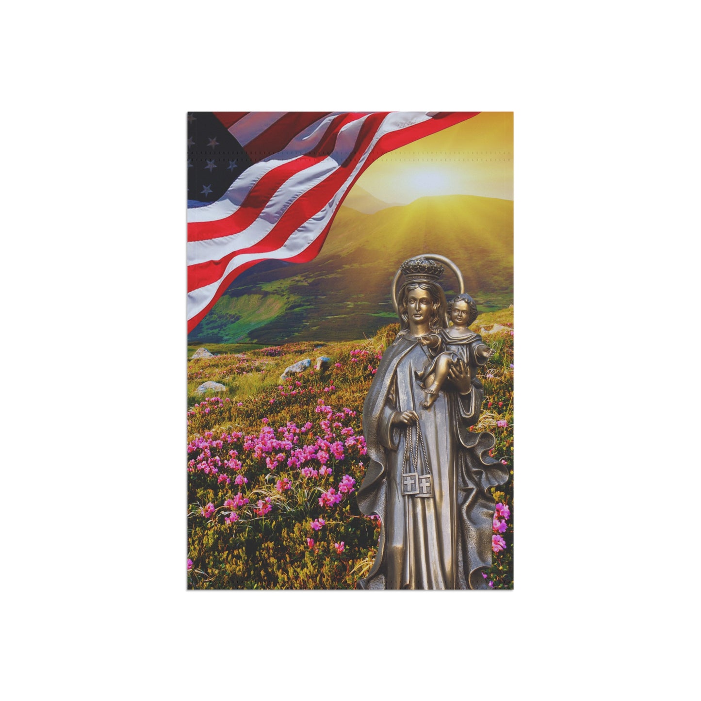 Blessed Virgin Mary Design 1 Patriotic Garden Flag