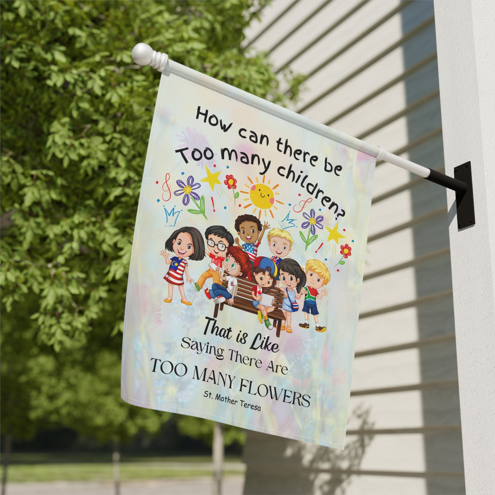 St. Mother Teresa Flowers Kids Garden Flag & Banner
