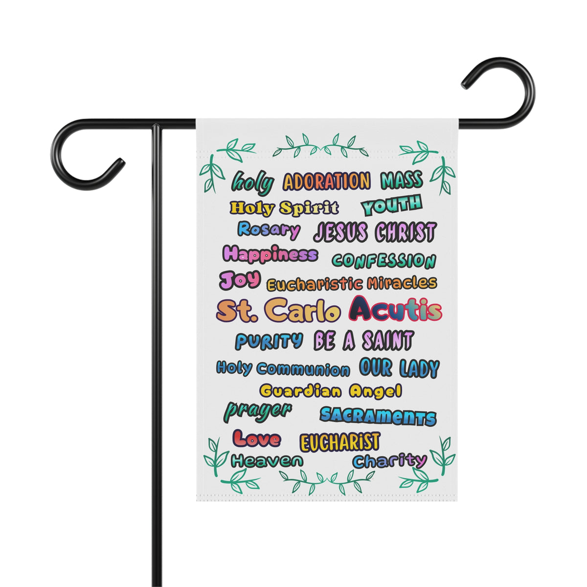 St. Carlo Acutis Inspirational Word Garden Flag — for Kids & Teens
