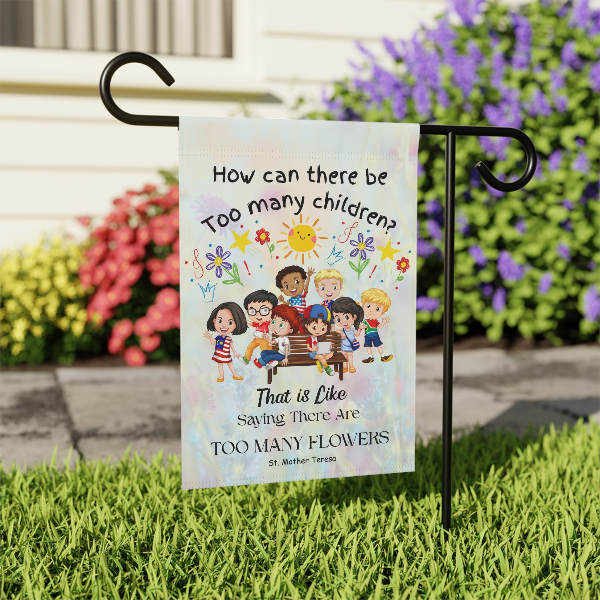 St. Mother Teresa Flowers Kids Garden Flag & Banner
