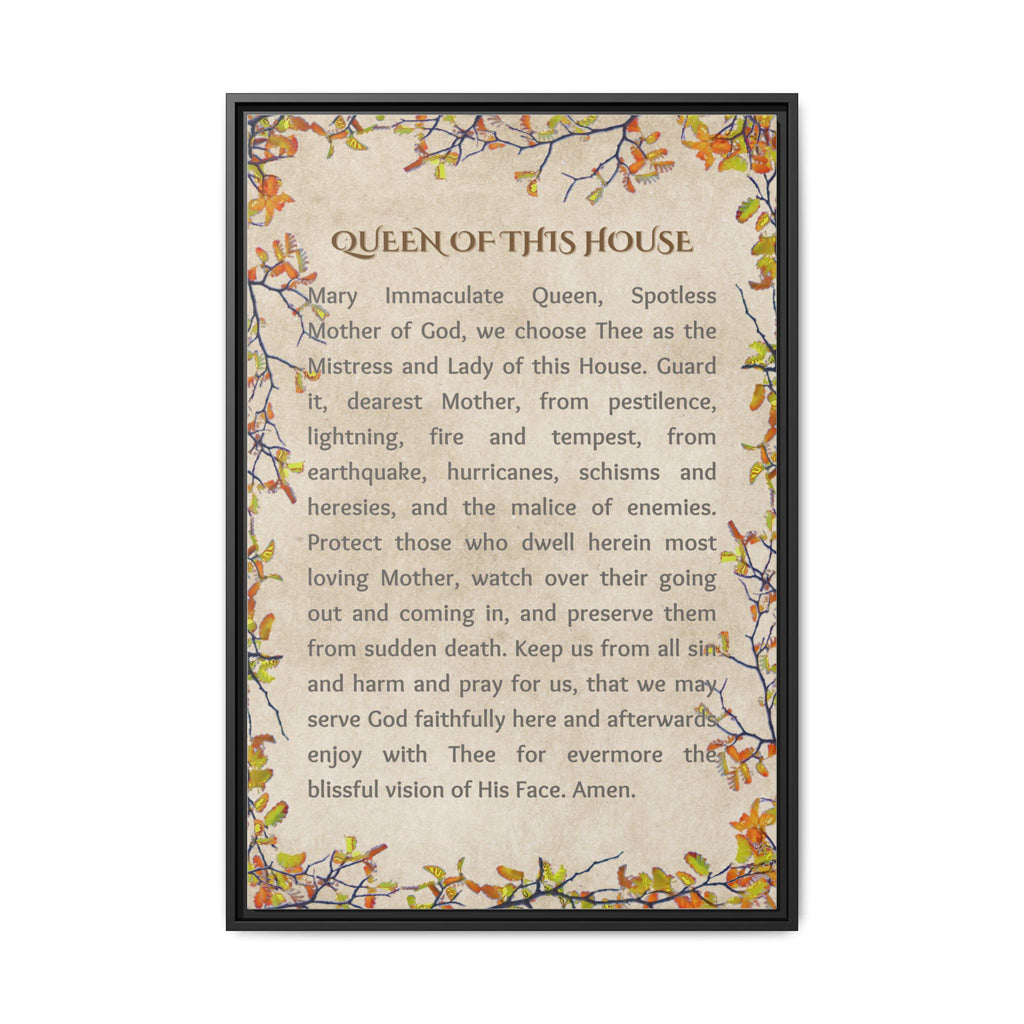 Daily Marian Prayer of Protection Framed- Queen of This House
