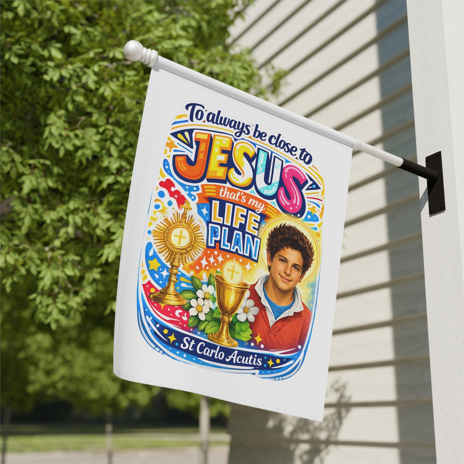 St. Carlo Acutis Vibrant Garden Flag & Banner