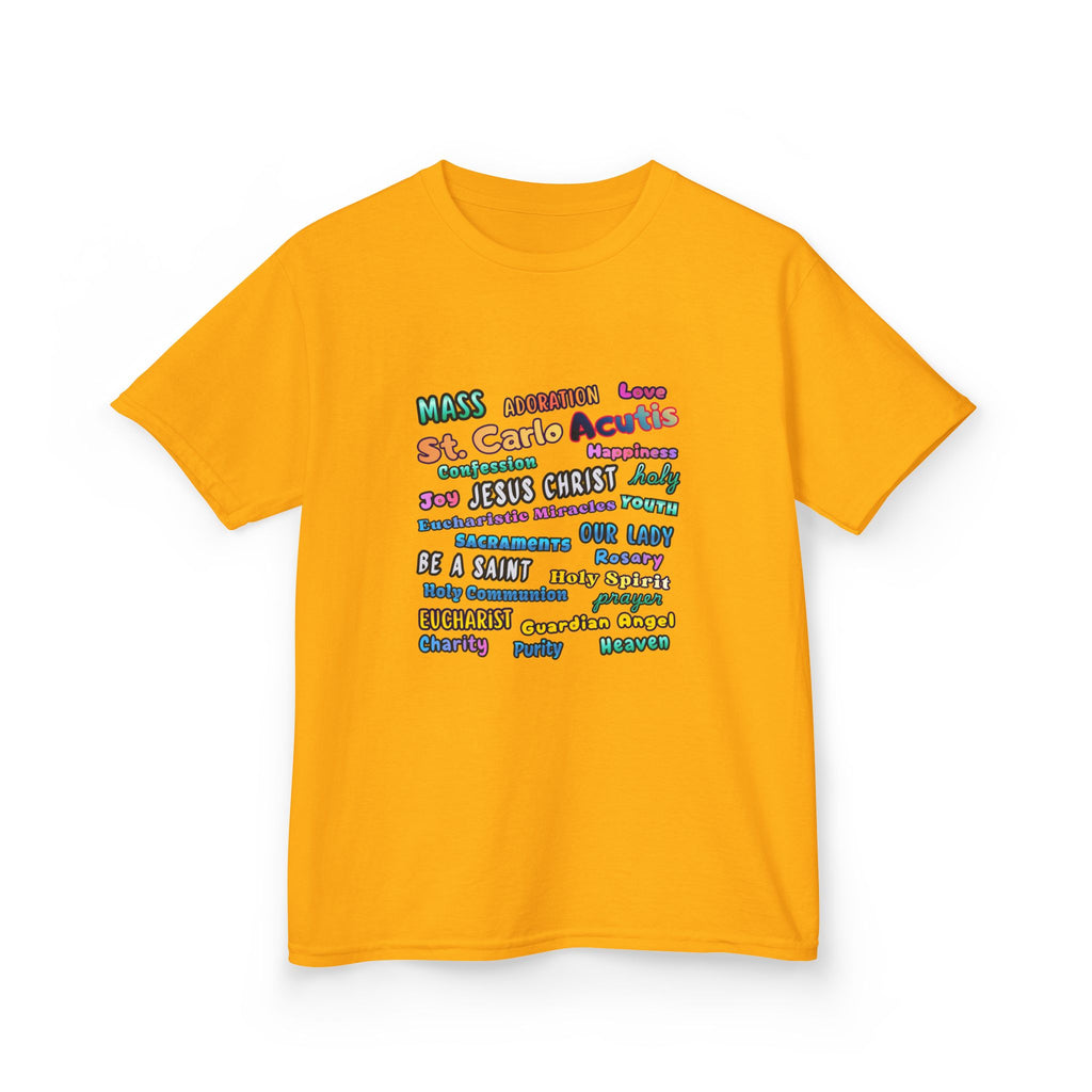 St. Carlo Acutis Inspirational Youth Word Cloud T-Shirt