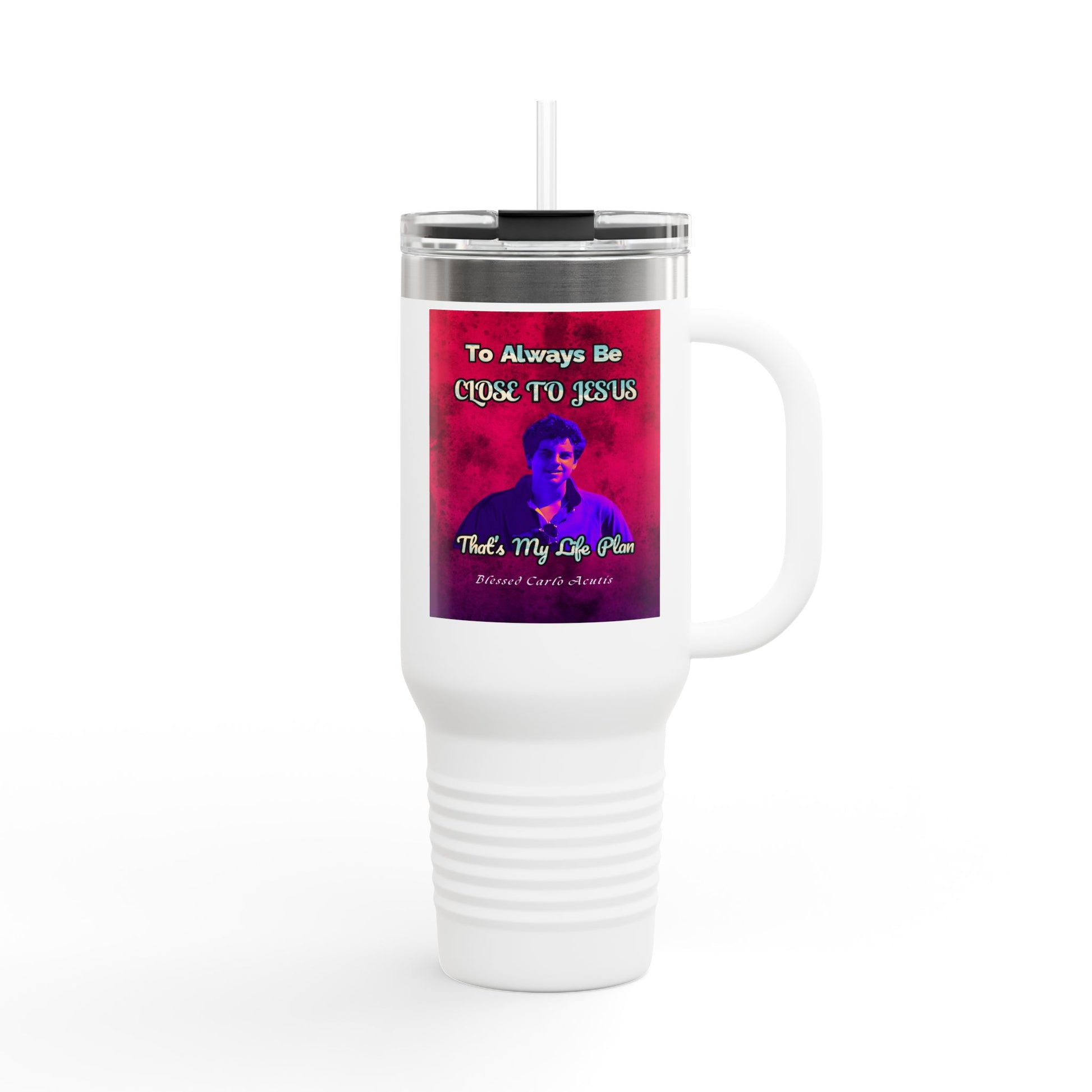 Blessed Carlo Acutis Insulated Travel Mug Colored , 40oz