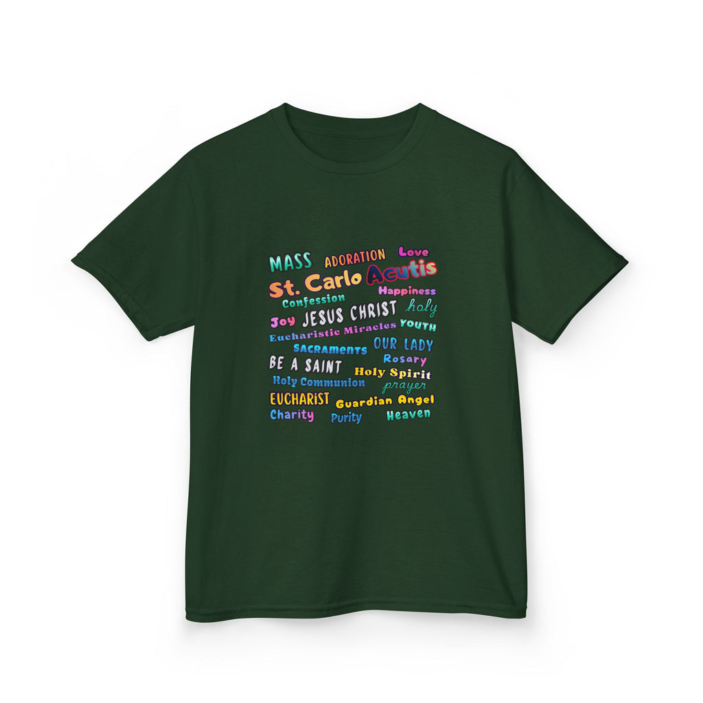 St. Carlo Acutis Inspirational Youth Word Cloud T-Shirt