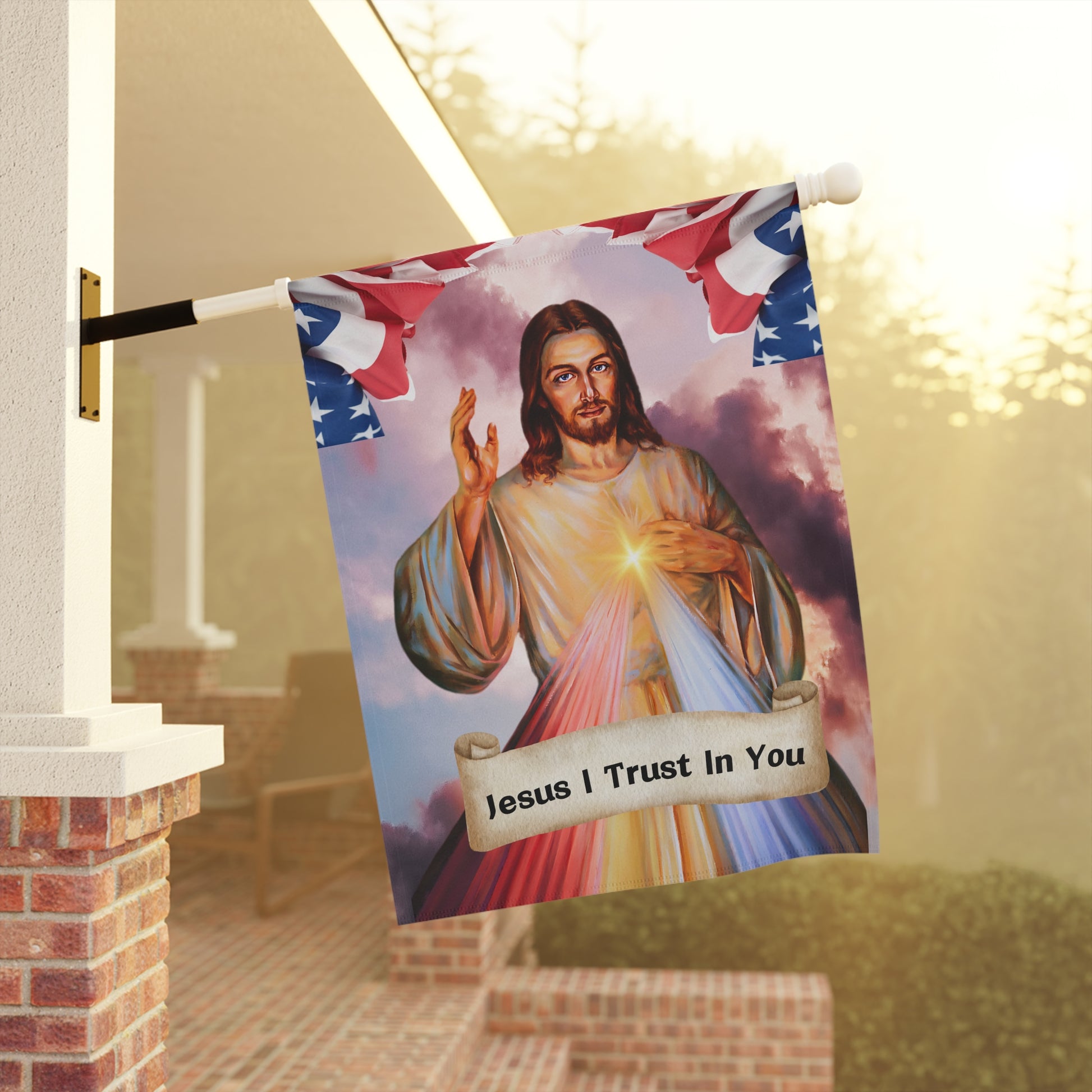 Jesus I Trust In You Patriotic Garden Flag