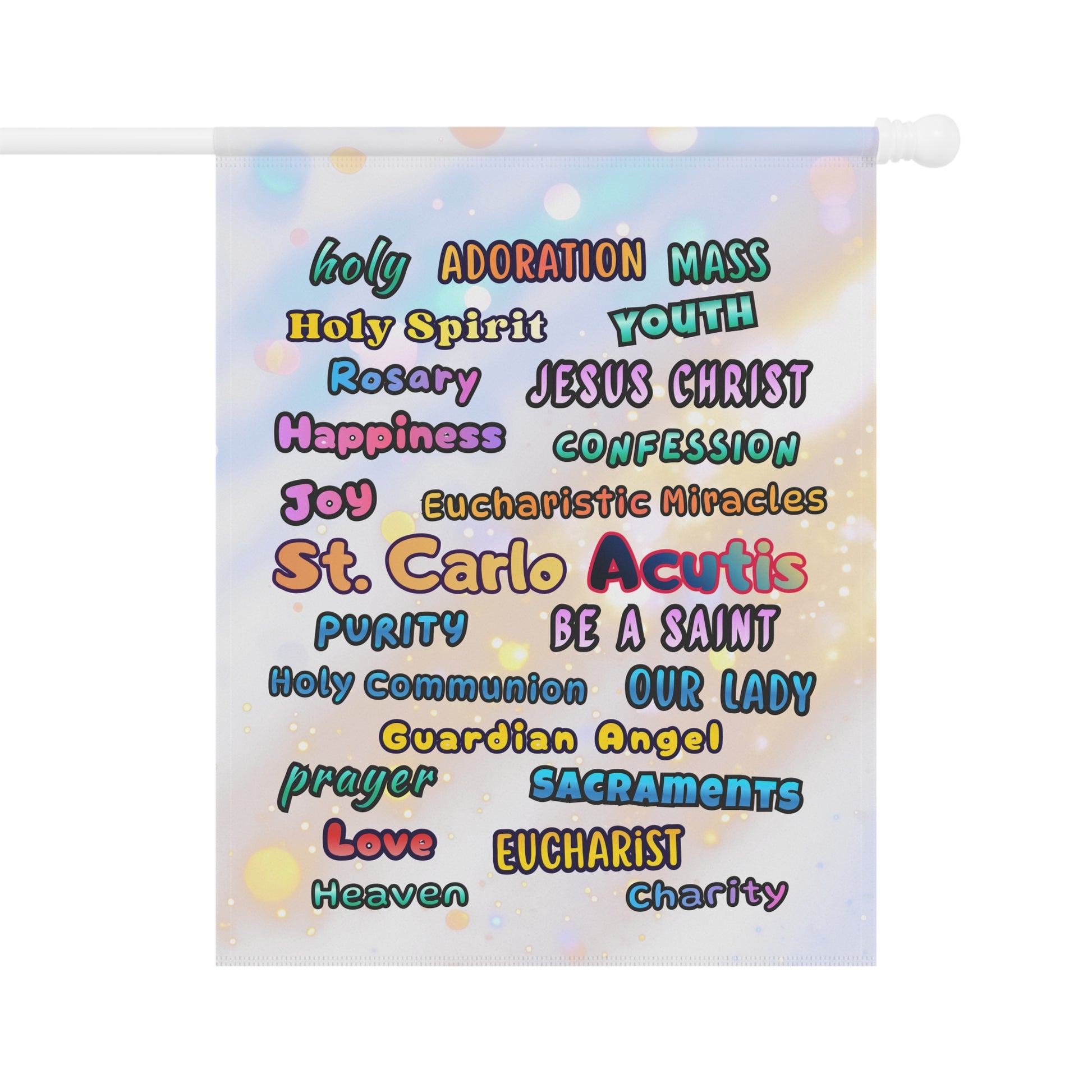 St. Carlo Acutis Inspirational Word Garden Flag — for Kids & Teens
