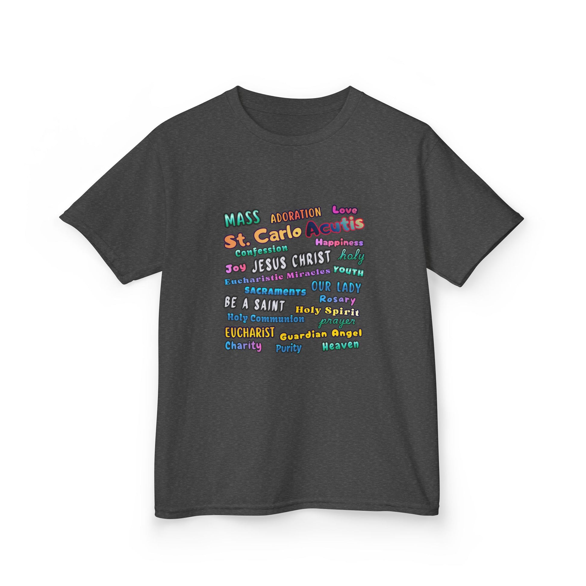 St. Carlo Acutis Inspirational Youth Word Cloud T-Shirt