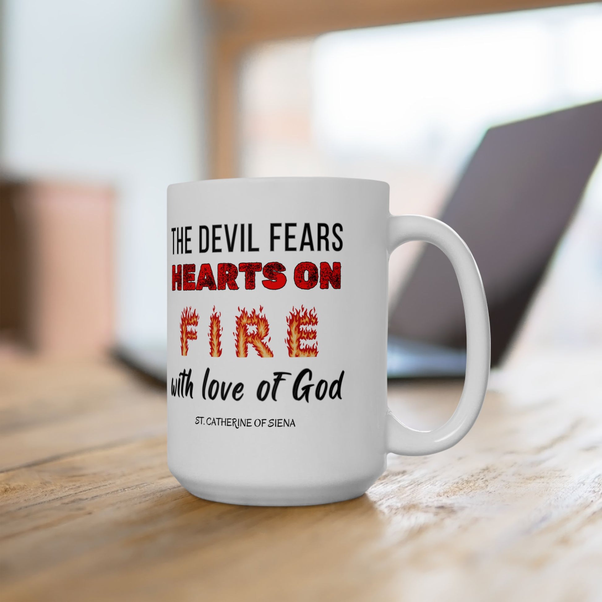St. Catherine of Siena Hearts on Fire Catholic Mug (11oz, 15oz)