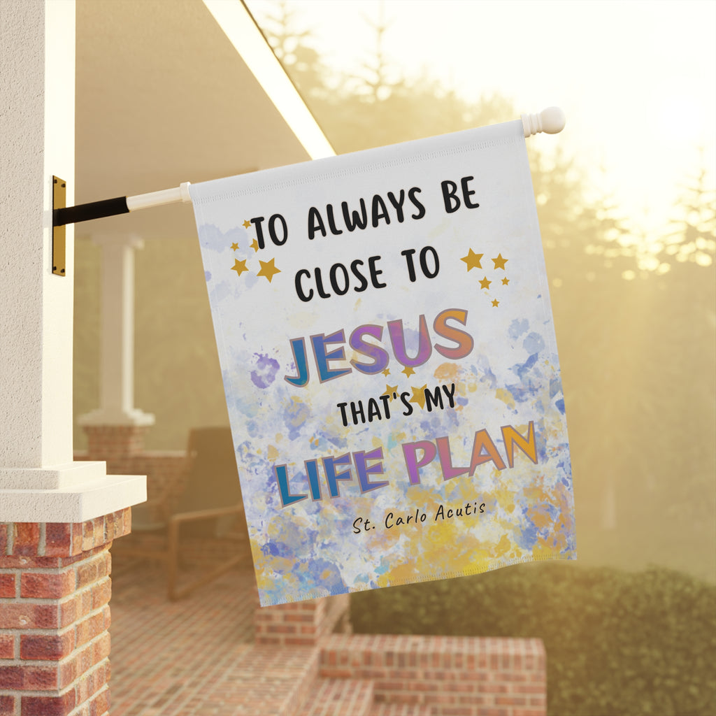 St. Carlo Acutis Watercolor Garden Flag/ House Banner