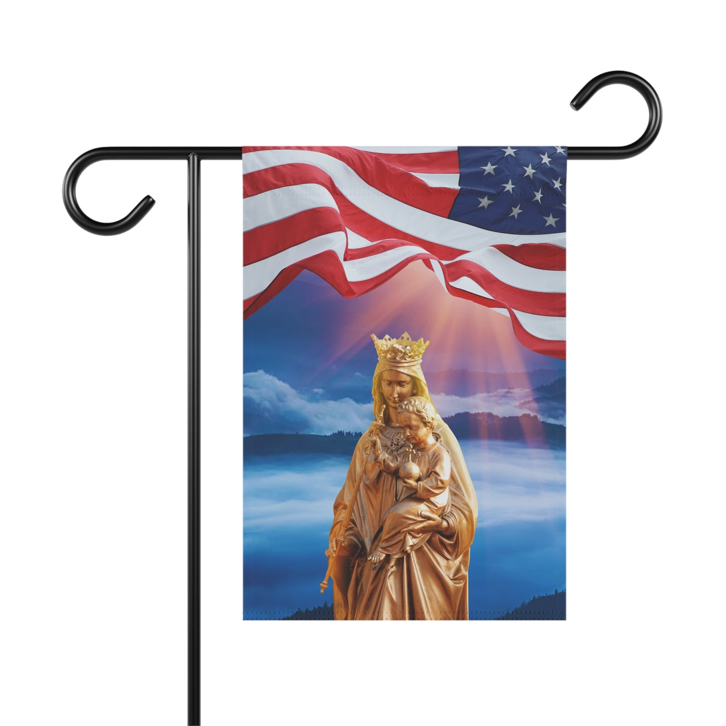 Blessed Virgin Mary Dawn Patriotic Garden Flag