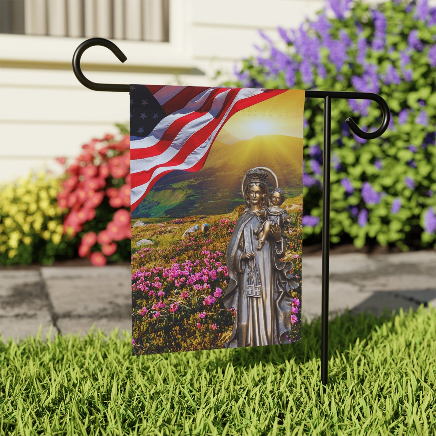 Blessed Virgin Mary Design 1 Patriotic Garden Flag