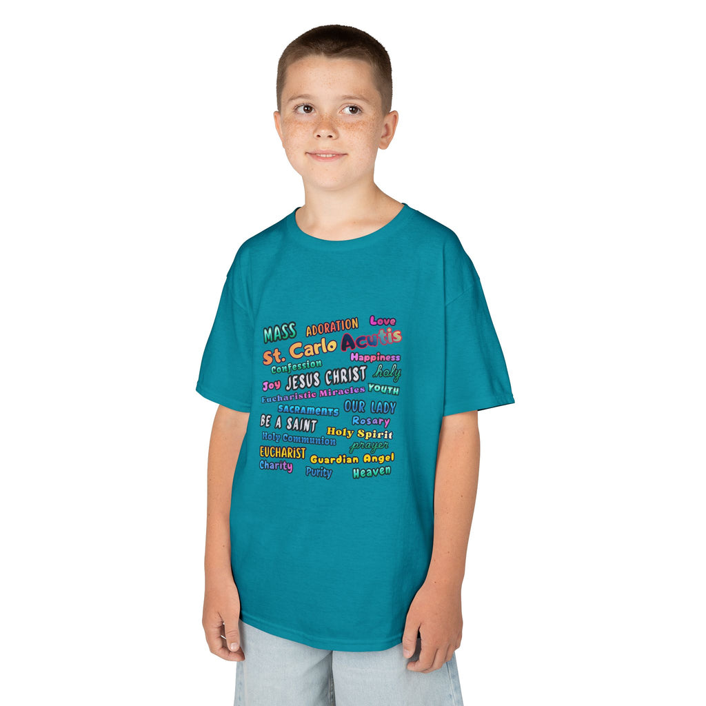 St. Carlo Acutis Inspirational Youth Word Cloud T-Shirt