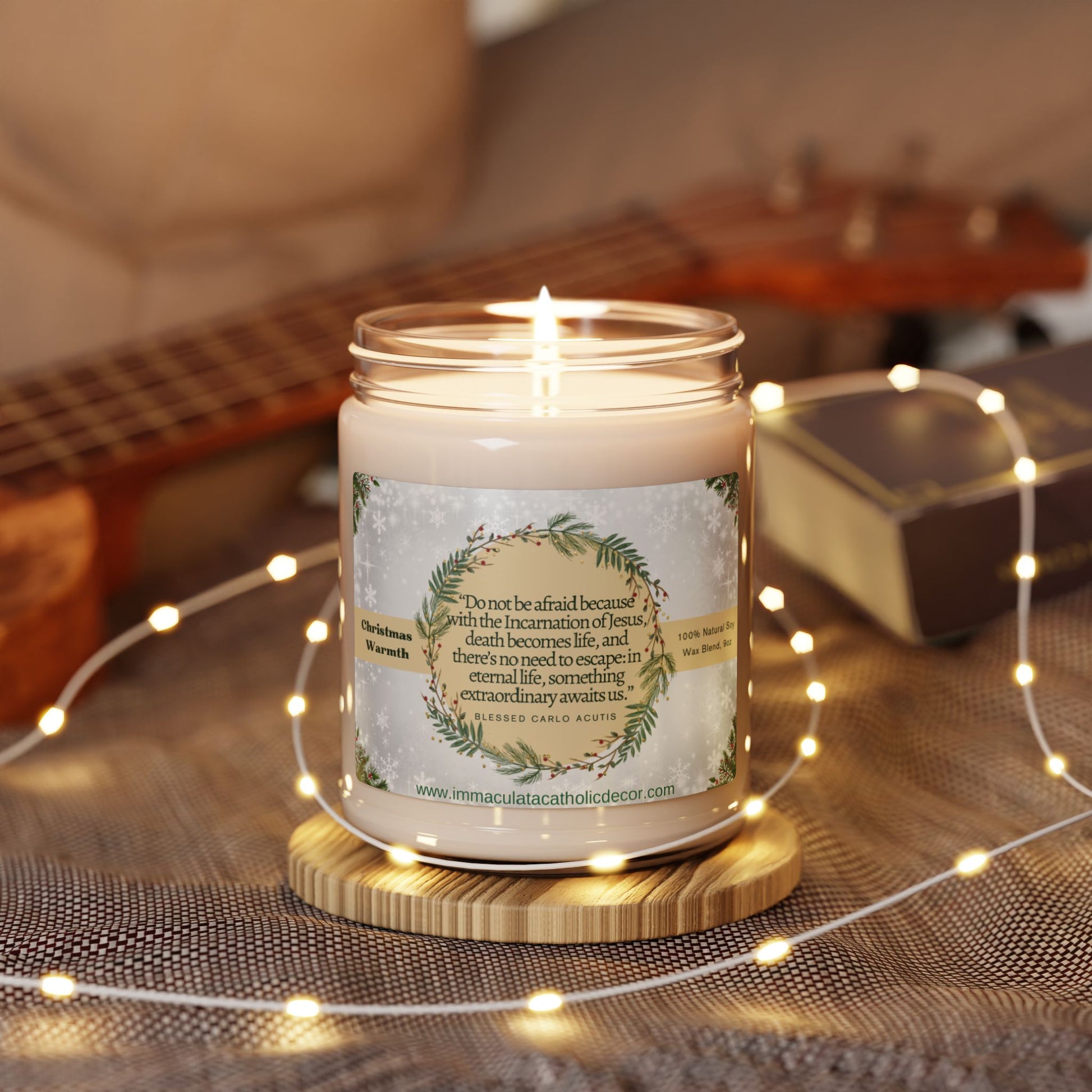 Blessed Carlo Acutis Scented Soy Candle, Christmas Warmth 9oz