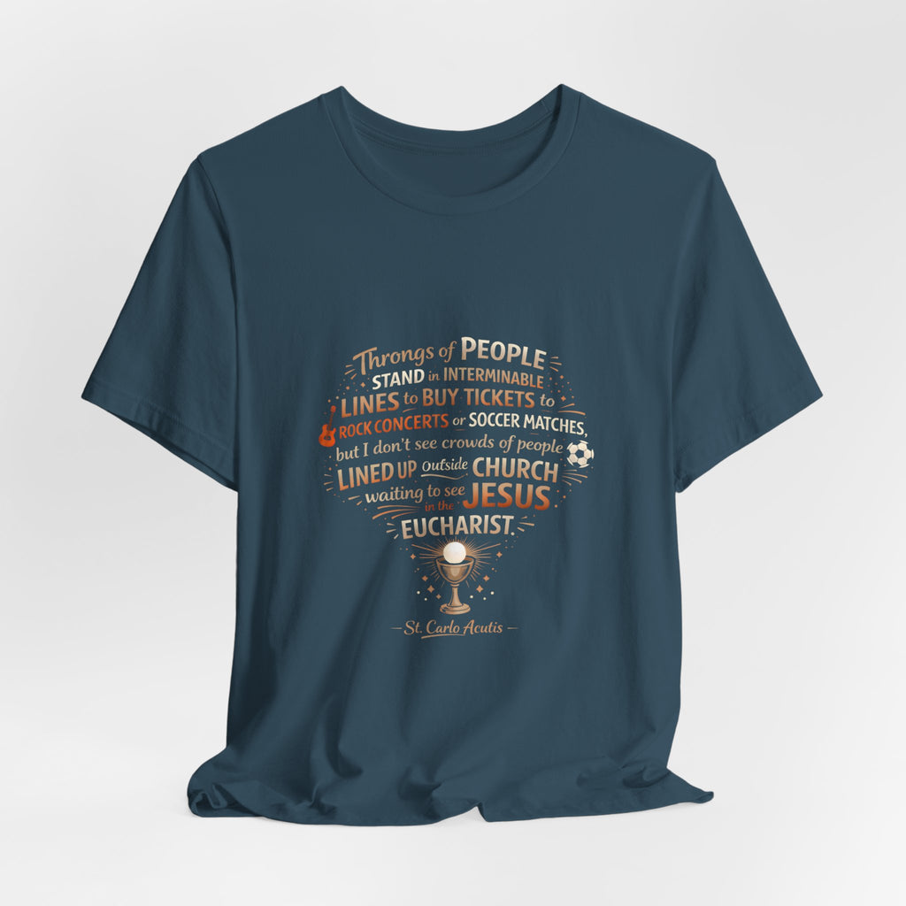 St. Carlo Acutis 'Lined Up for Jesus' Unisex T-Shirt