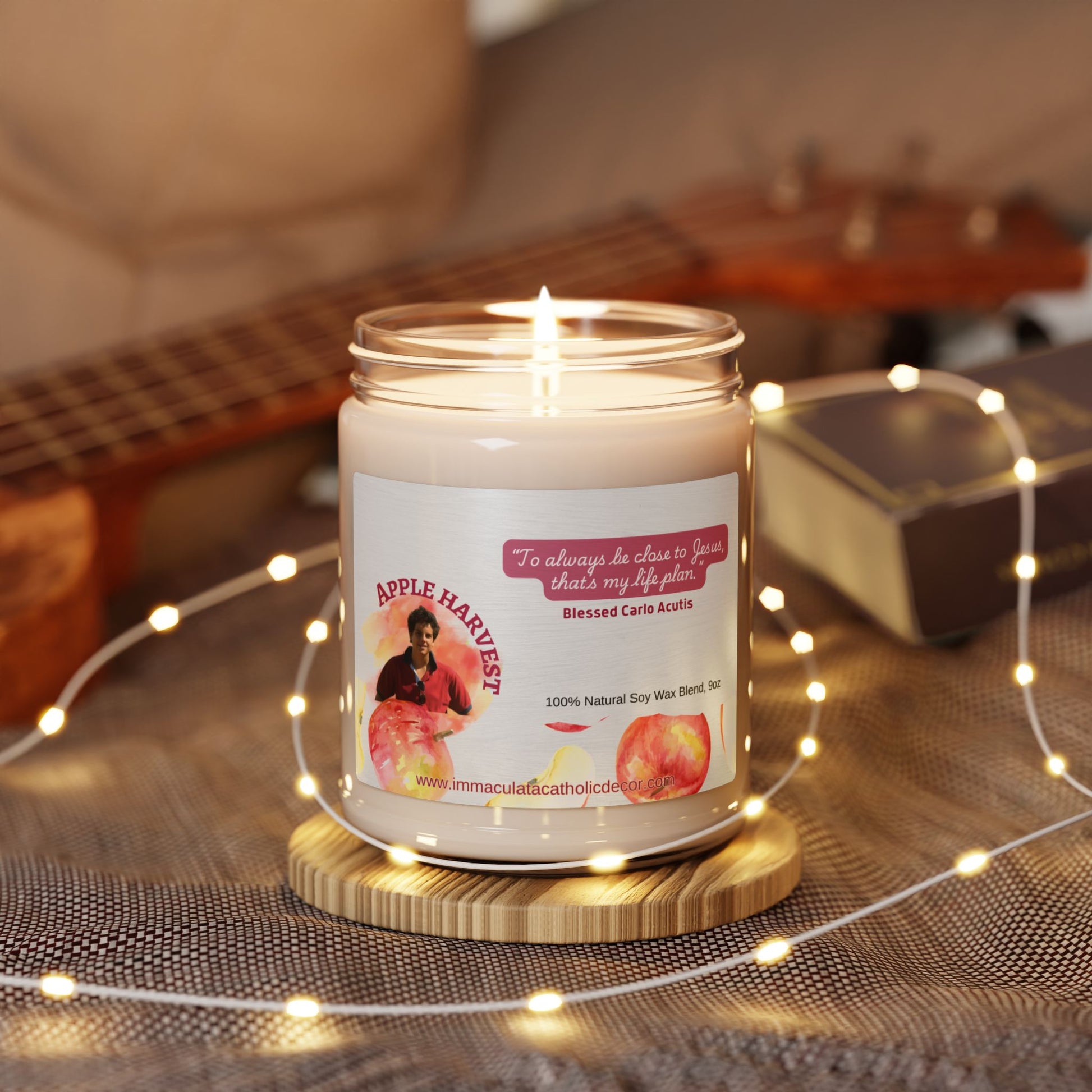 Blessed Carlo Acutis Scented Soy Candle, Apple Harvest 9oz