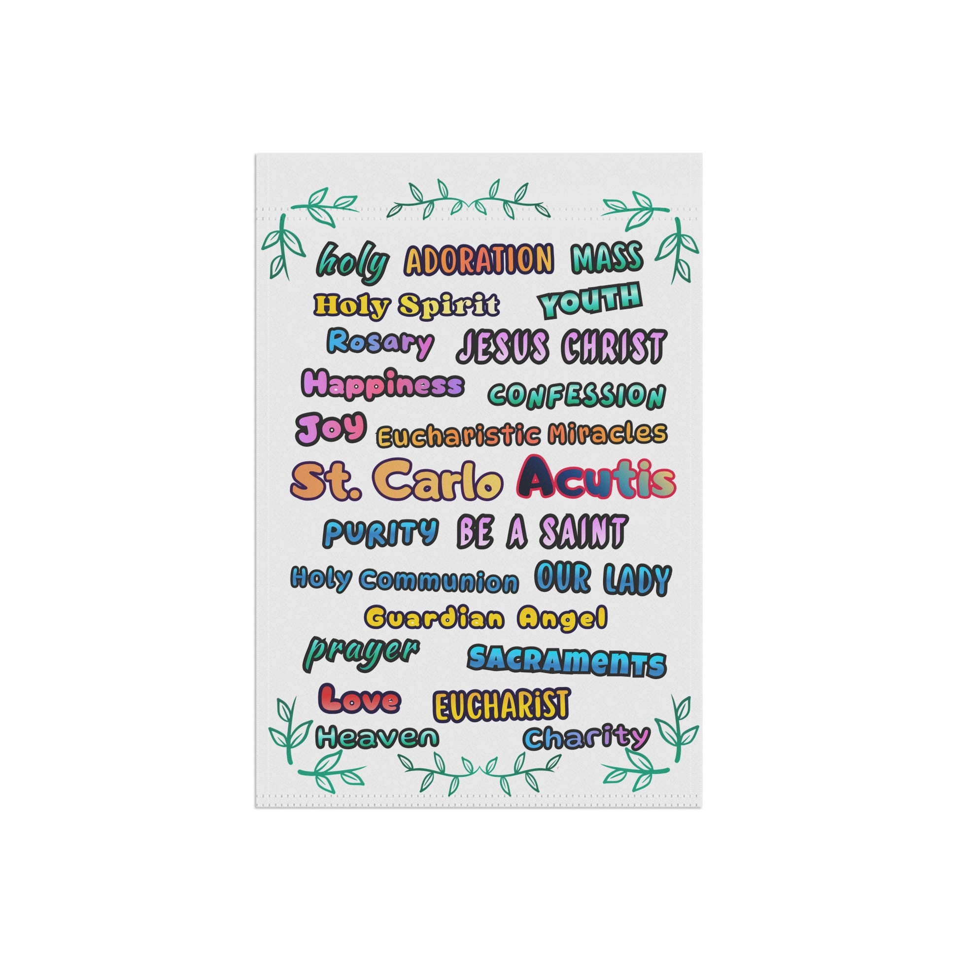 St. Carlo Acutis Inspirational Word Garden Flag — for Kids & Teens