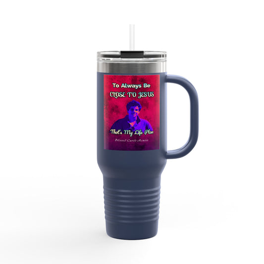 Blessed Carlo Acutis Insulated Travel Mug Colored , 40oz