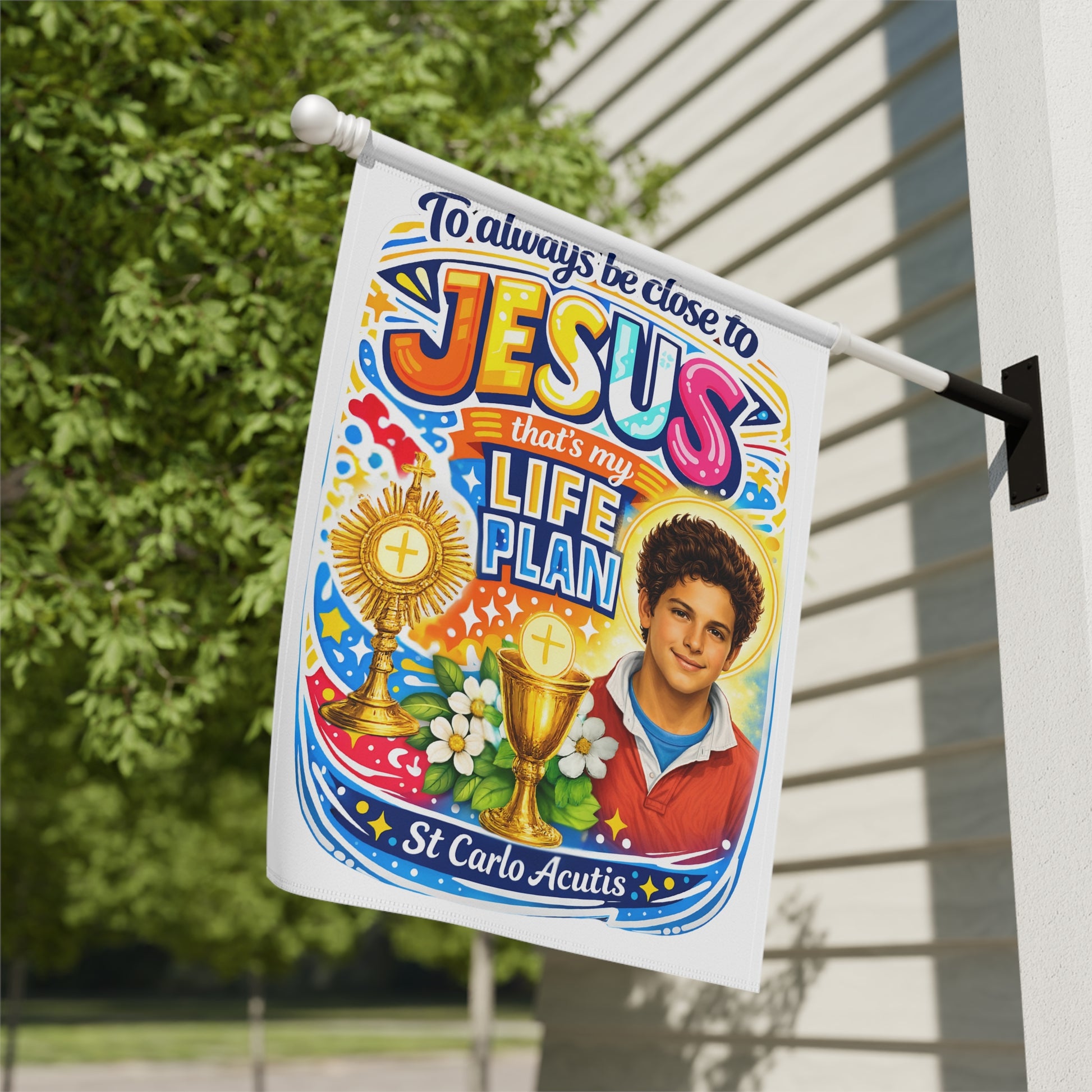 St. Carlo Acutis Vibrant Garden Flag & Banner