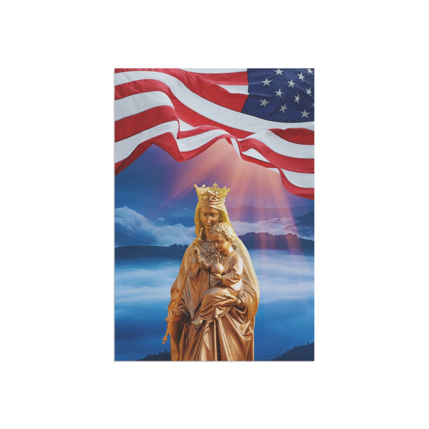 Blessed Virgin Mary Dawn Patriotic Garden Flag