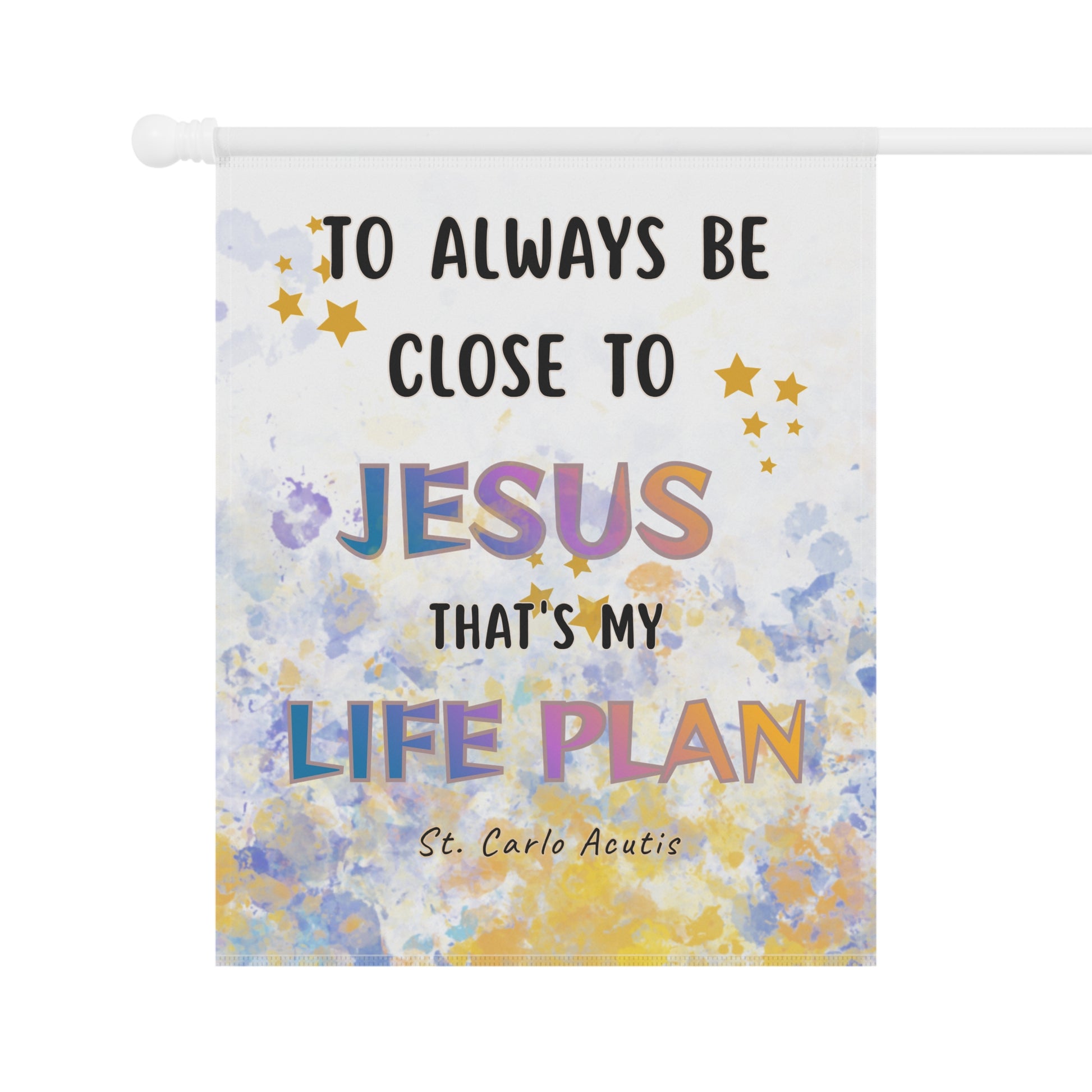 St. Carlo Acutis Watercolor Garden Flag/ House Banner