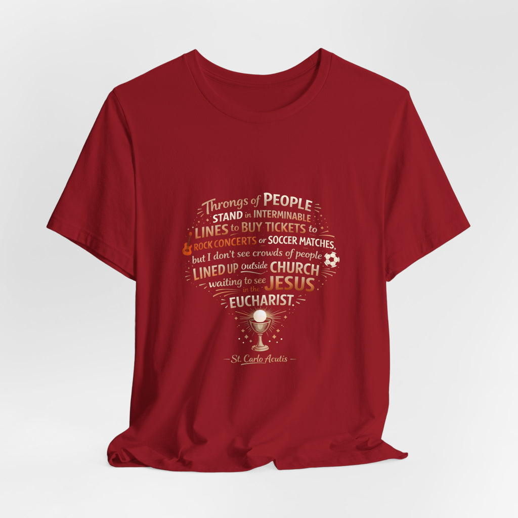 St. Carlo Acutis 'Lined Up for Jesus' Unisex T-Shirt