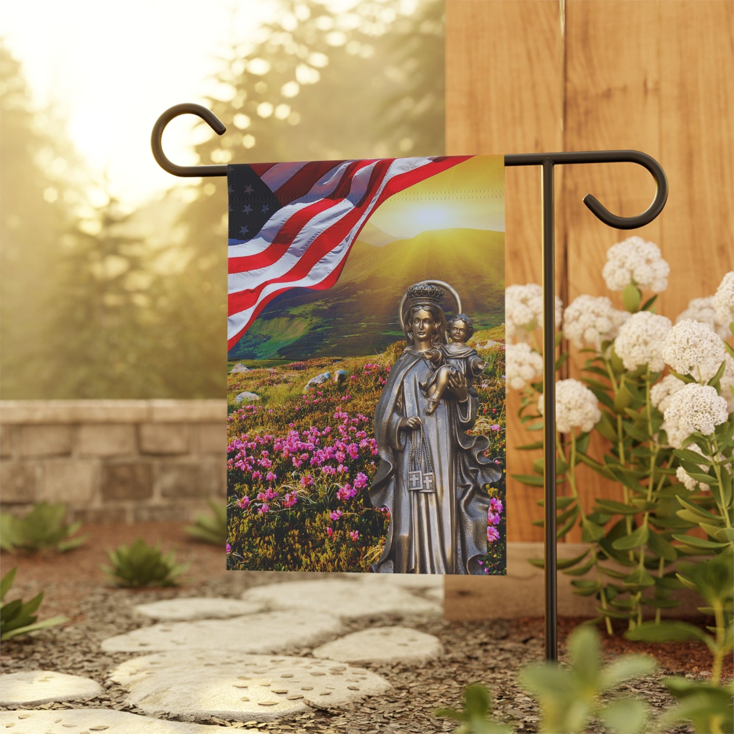 Blessed Virgin Mary Design 1 Patriotic Garden Flag