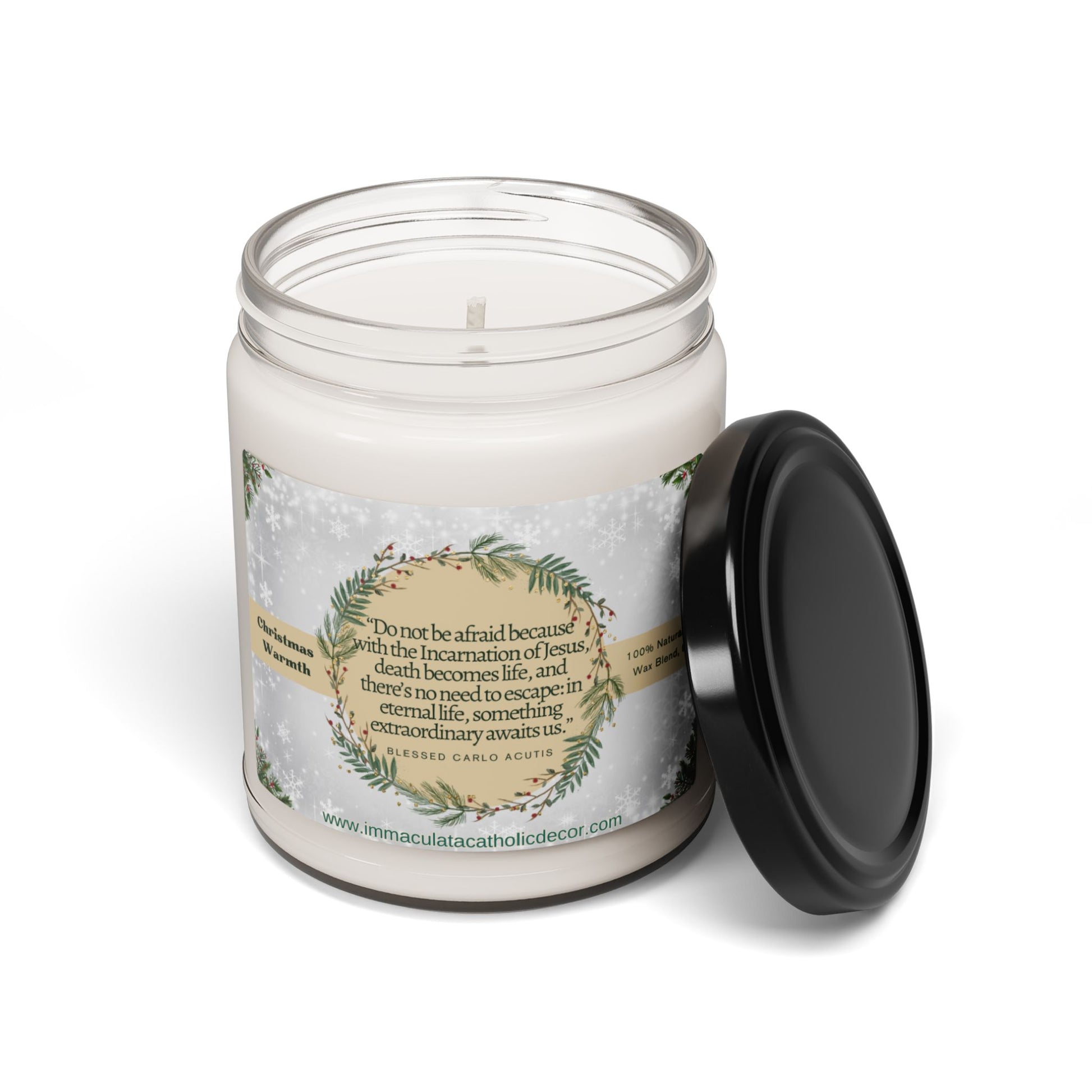 Blessed Carlo Acutis Scented Soy Candle, Christmas Warmth 9oz