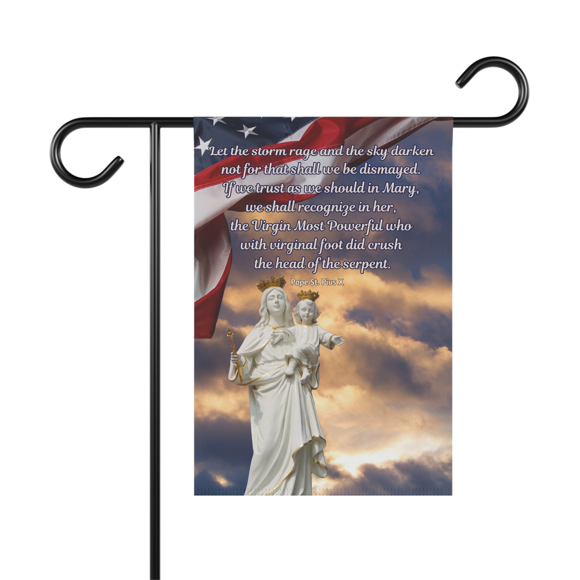 Pope St. Pius X Let The Storm Rage Design 2 Garden Flag