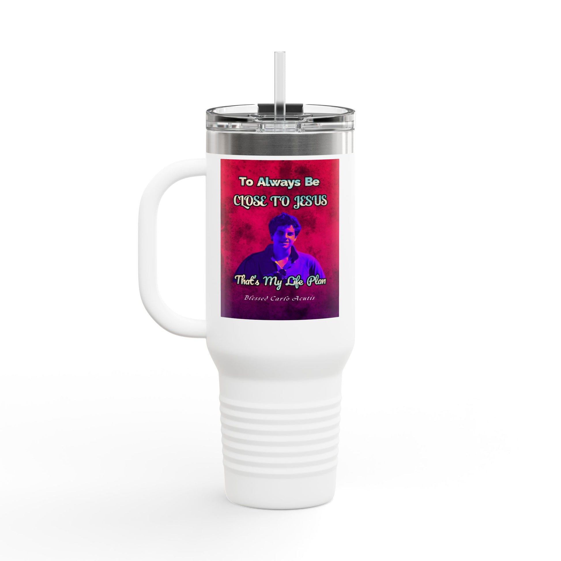 Blessed Carlo Acutis Insulated Travel Mug Colored , 40oz