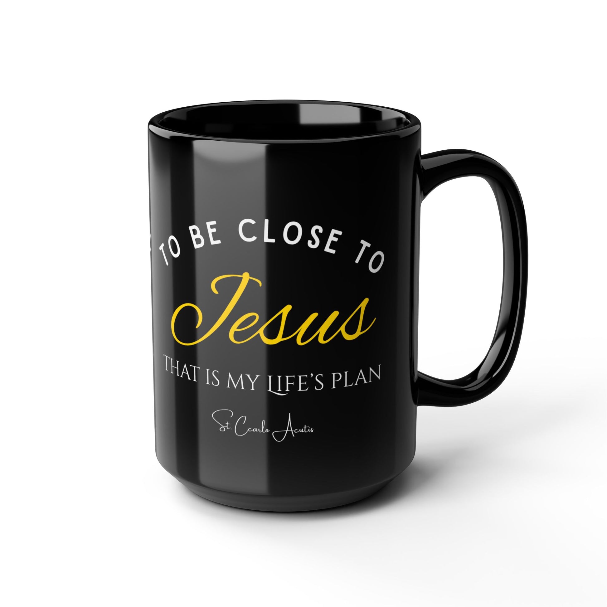 St. Carlo Acutis 'Close To Jesus' Black Mug