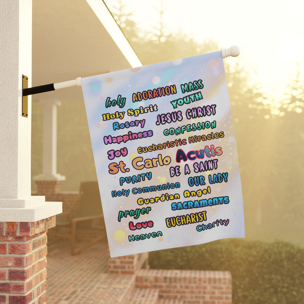 St. Carlo Acutis Inspirational Word Garden Flag — for Kids & Teens
