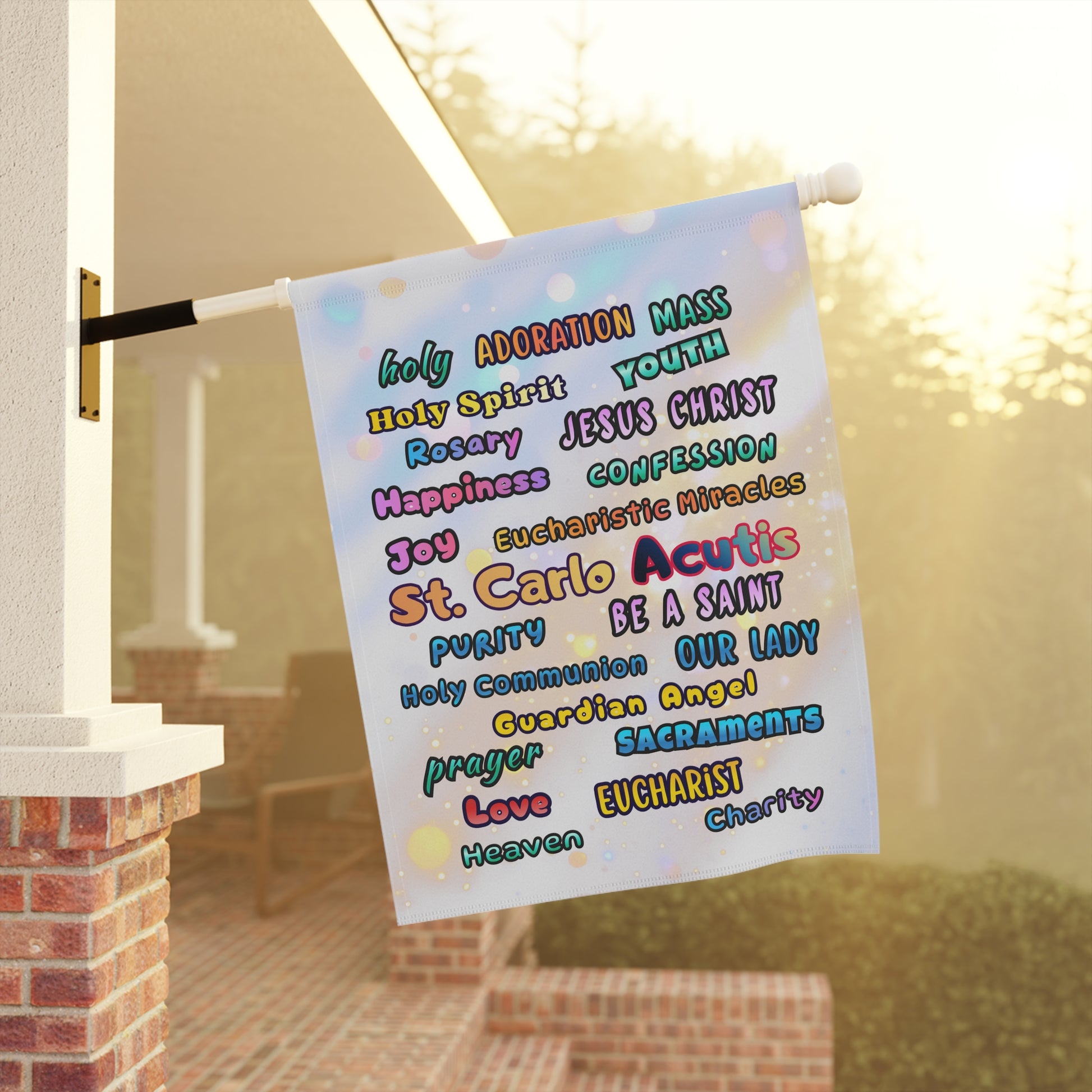 St. Carlo Acutis Inspirational Word Garden Flag — for Kids & Teens