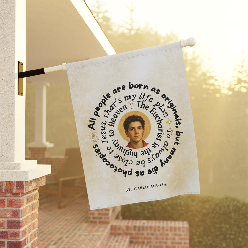St. Carlo Acutis Inspirational Garden Flag/Outdoor Banner
