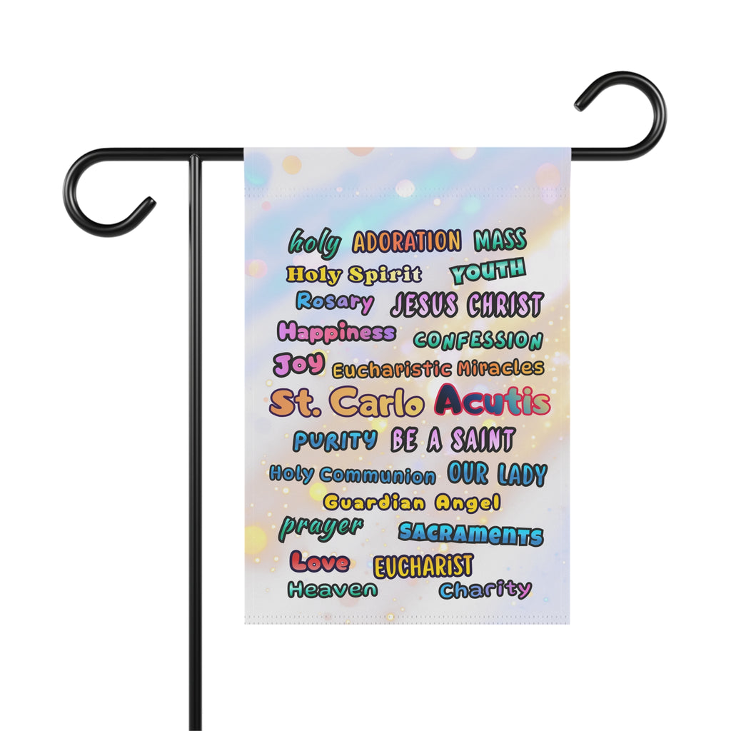 St. Carlo Acutis Inspirational Word Garden Flag — for Kids & Teens