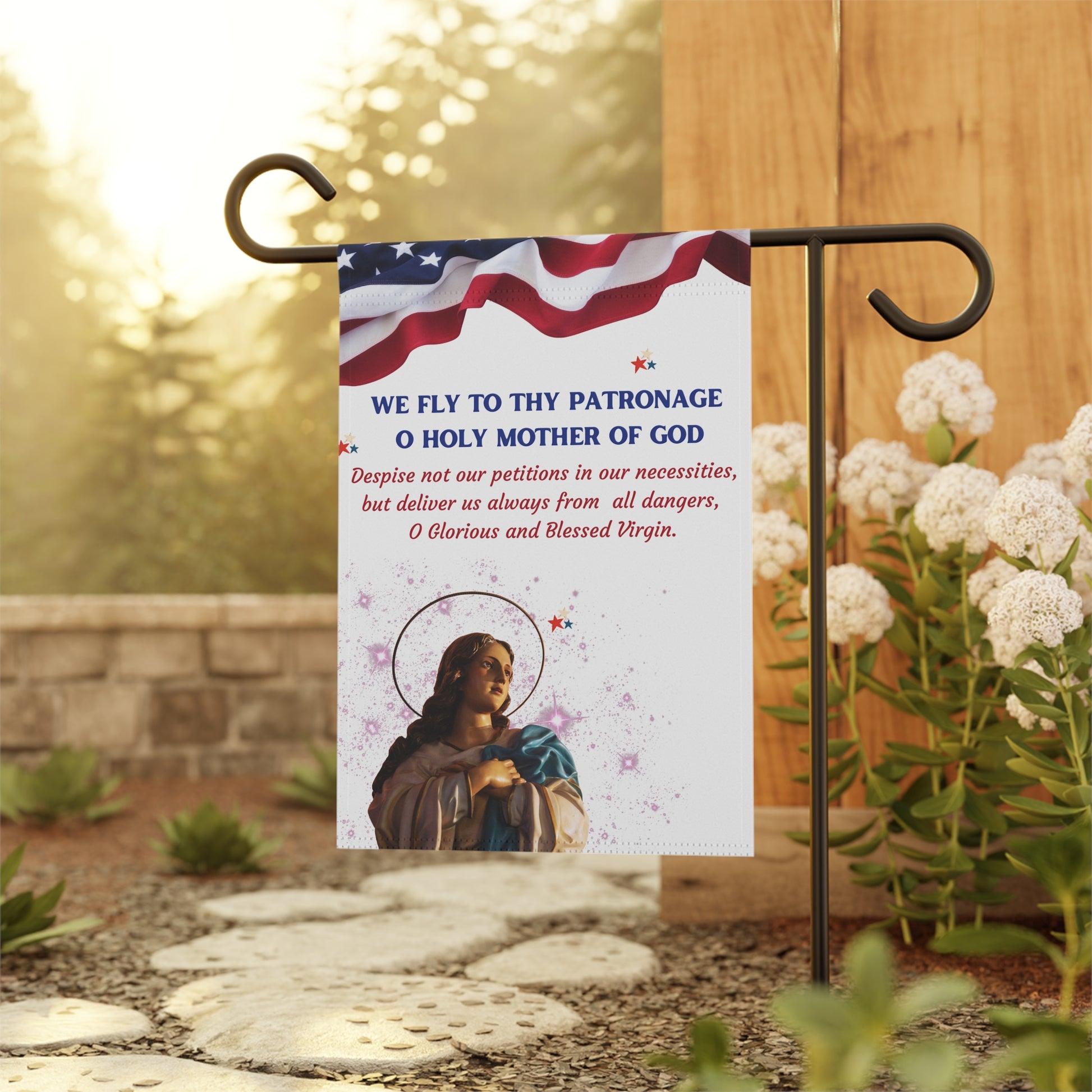 We Fly To Thy Patronage Design 1 Garden Flag