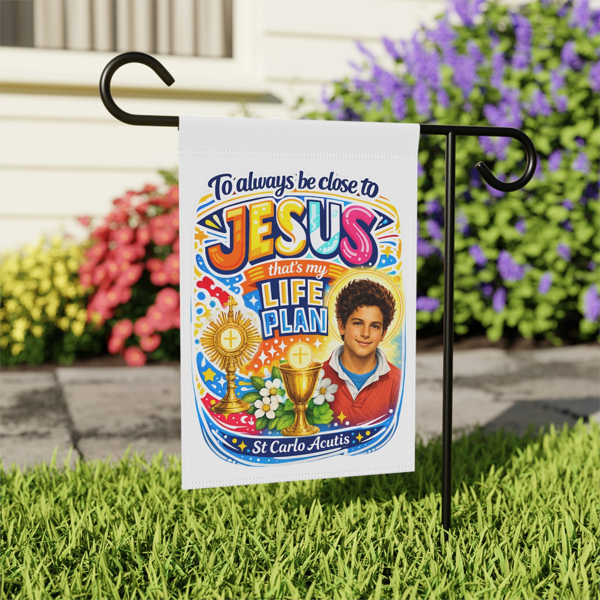 St. Carlo Acutis Vibrant Garden Flag & Banner