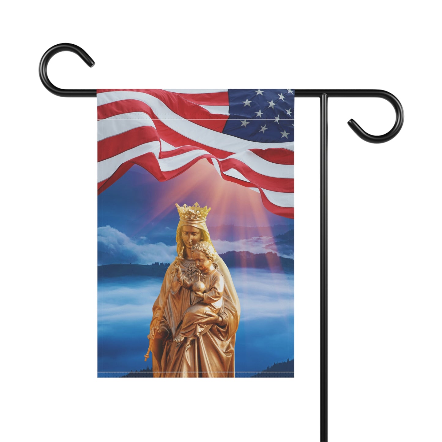 Blessed Virgin Mary Dawn Patriotic Garden Flag