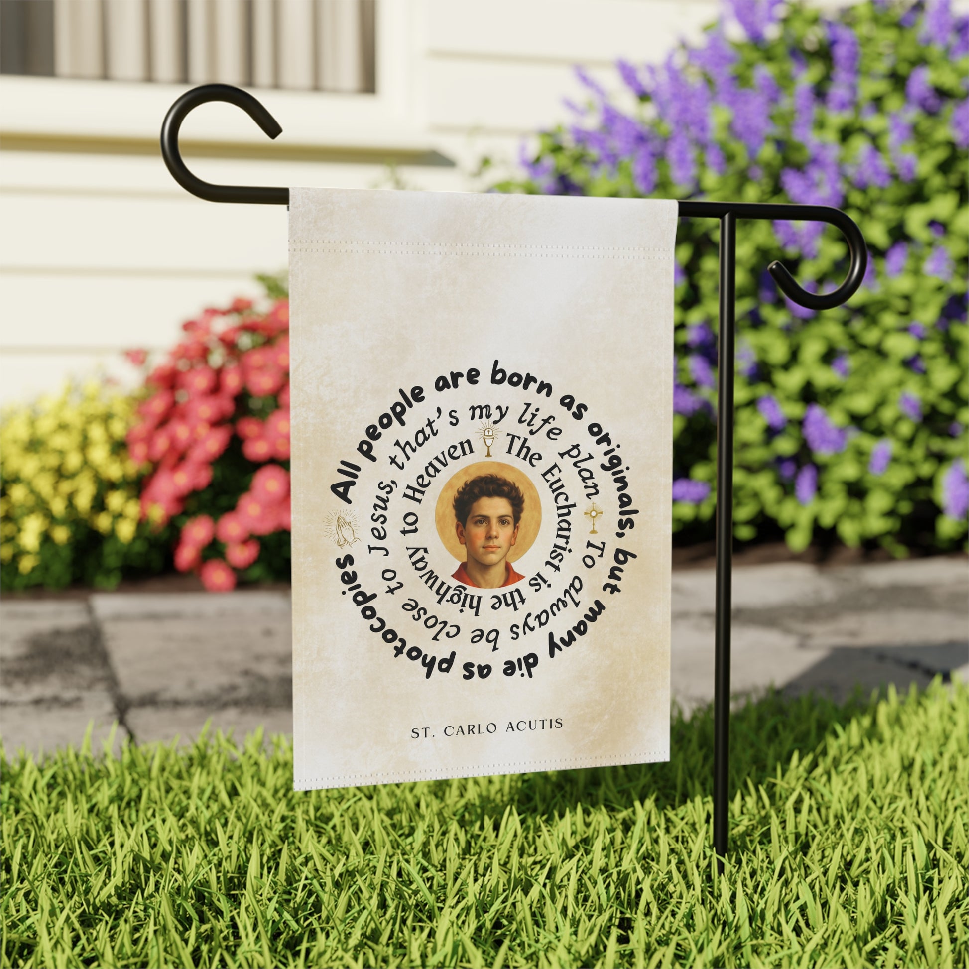 St. Carlo Acutis Inspirational Garden Flag/Outdoor Banner
