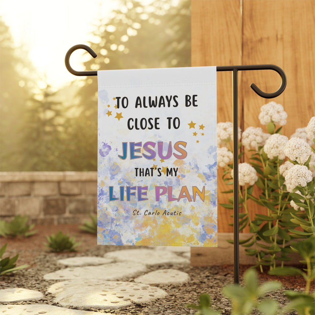 St. Carlo Acutis Watercolor Garden Flag/ House Banner