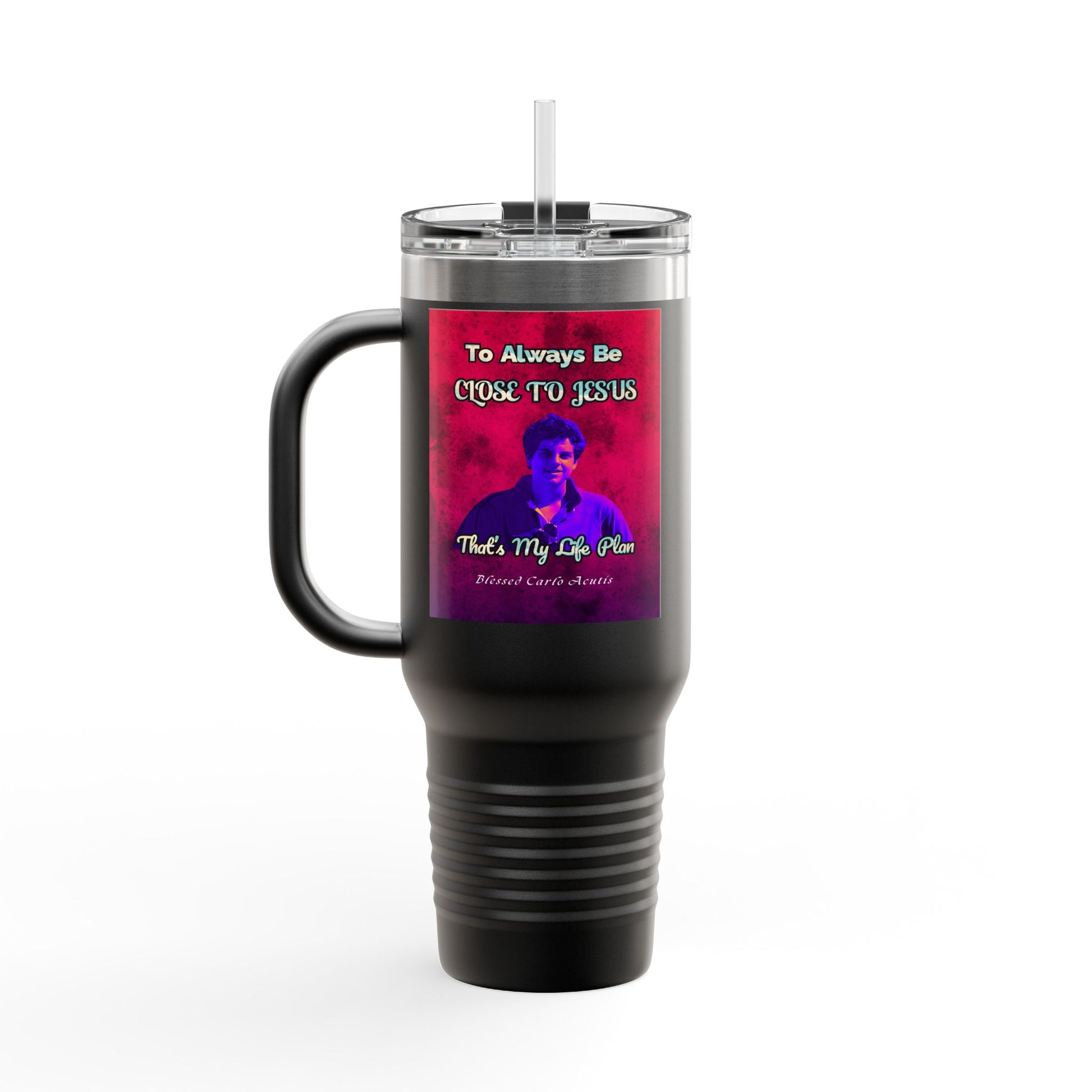 Blessed Carlo Acutis Insulated Travel Mug Colored , 40oz