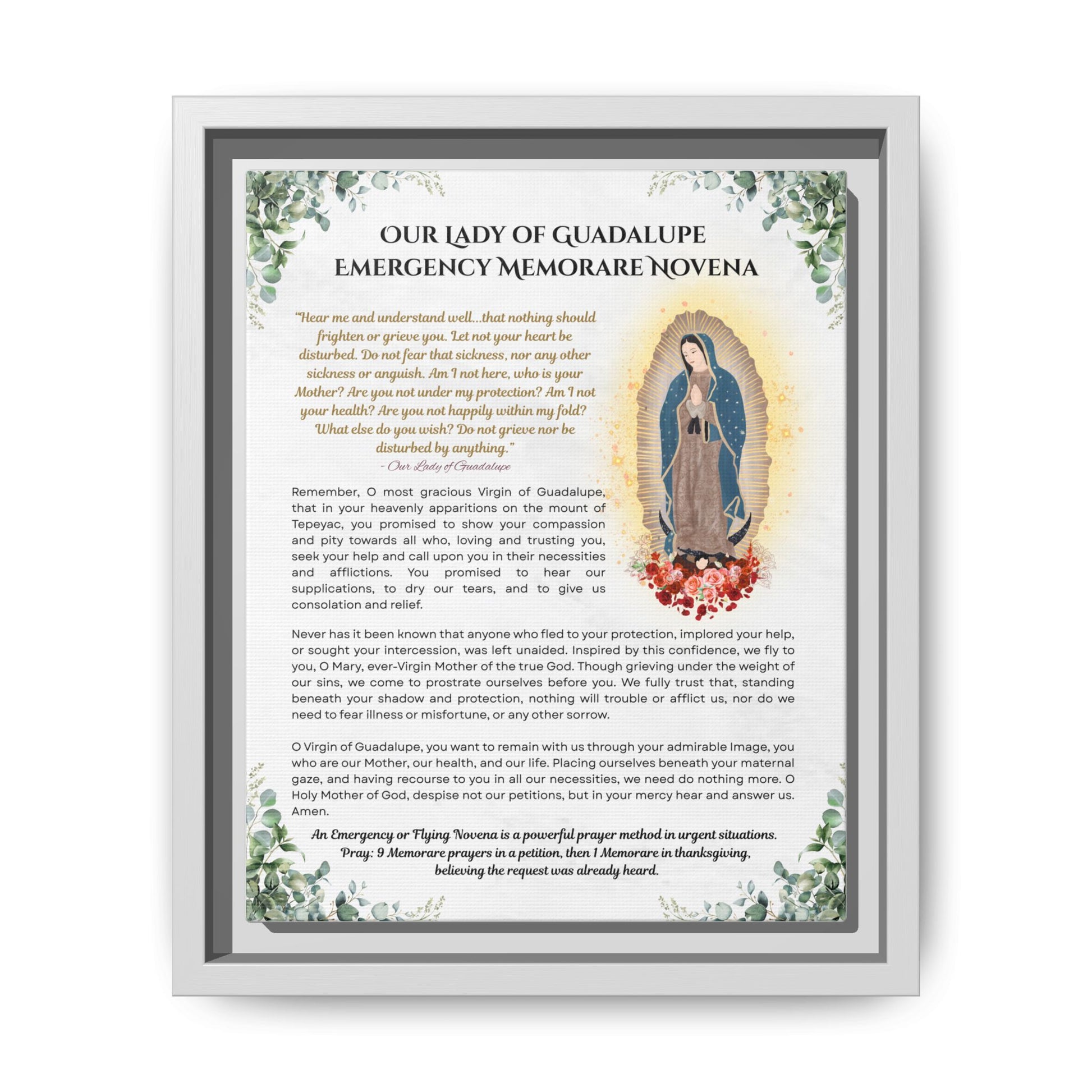 Our Lady of Guadalupe Emergency Memorare Novena, Framed (Multi-color)