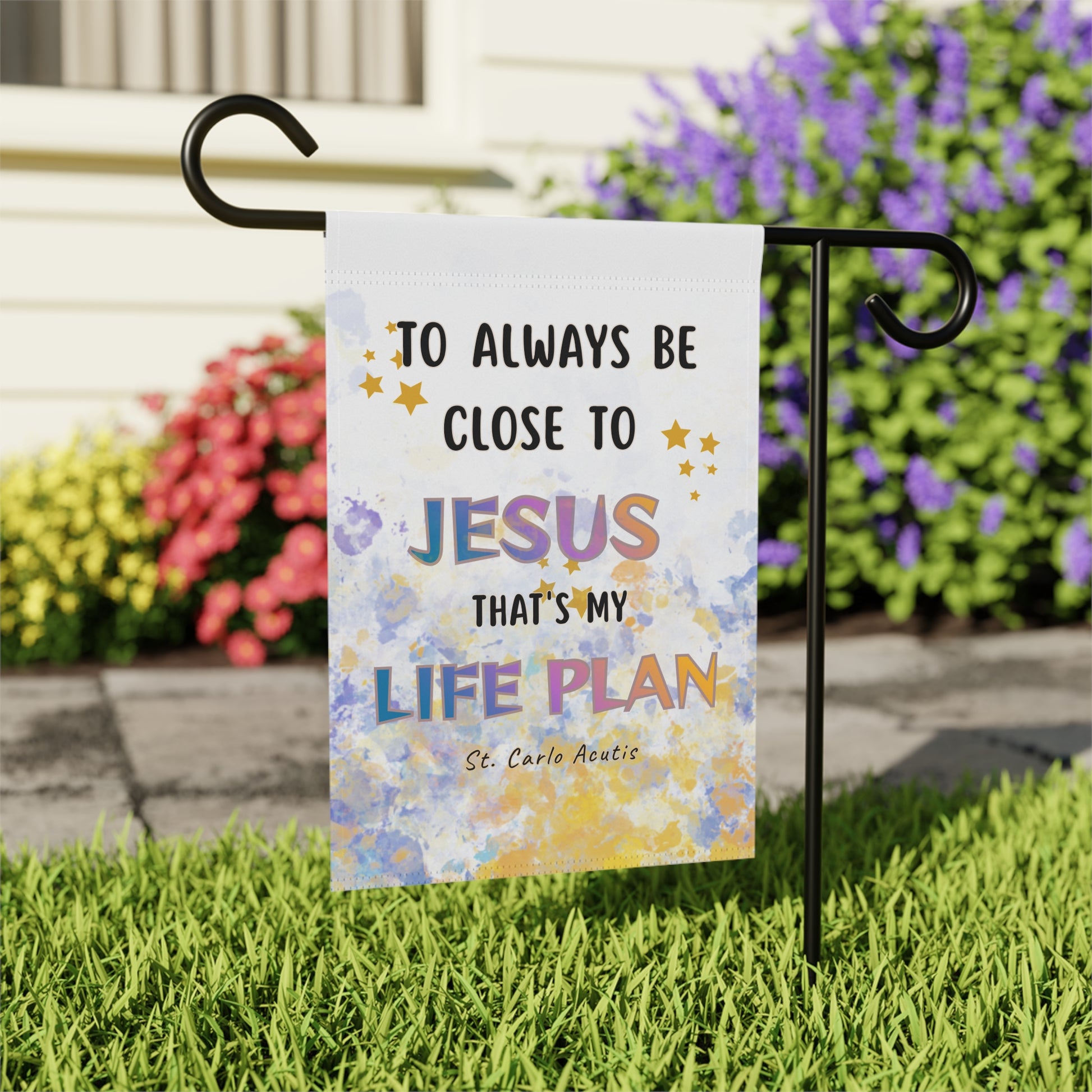 St. Carlo Acutis Watercolor Garden Flag/ House Banner