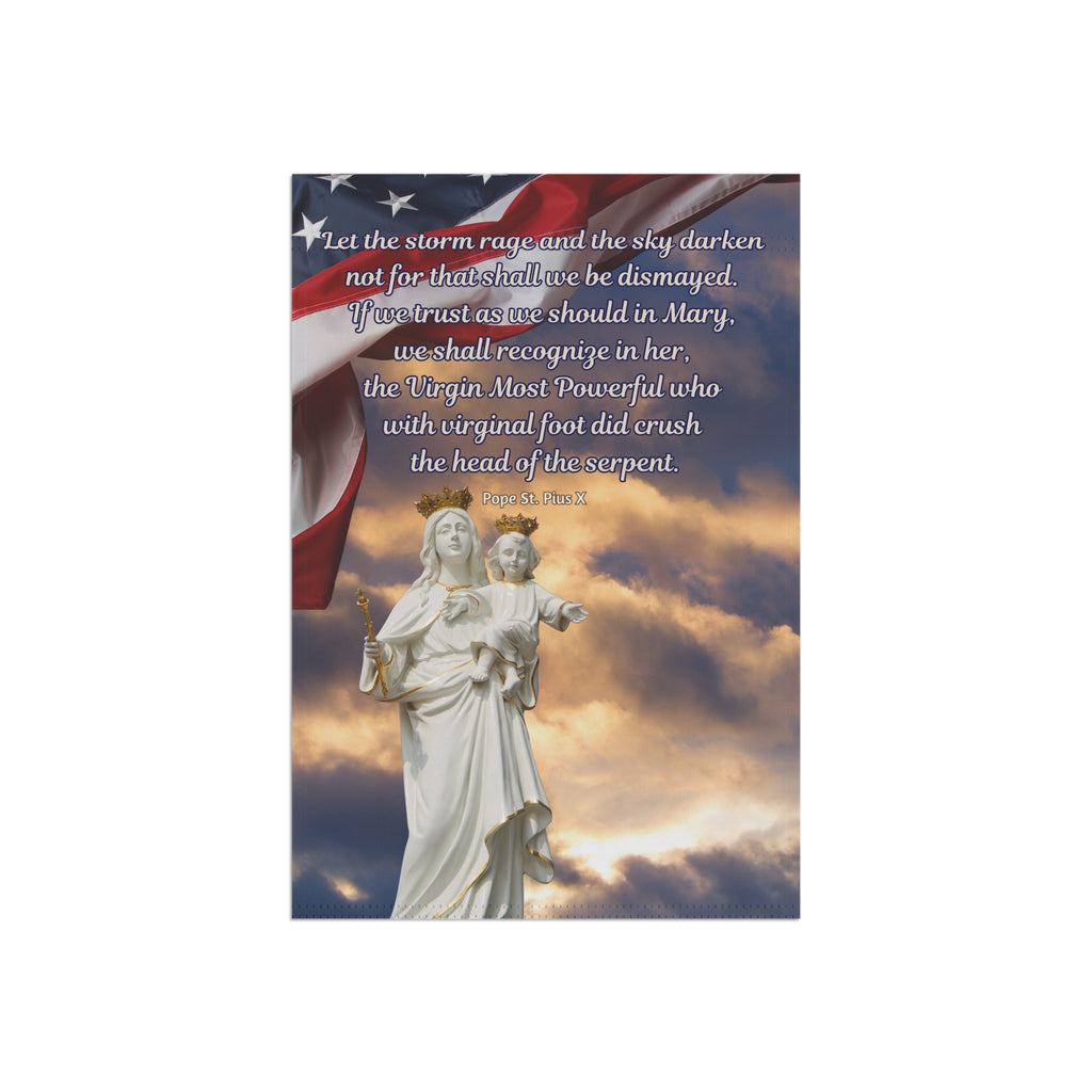 Pope St. Pius X Let The Storm Rage Design 2 Garden Flag