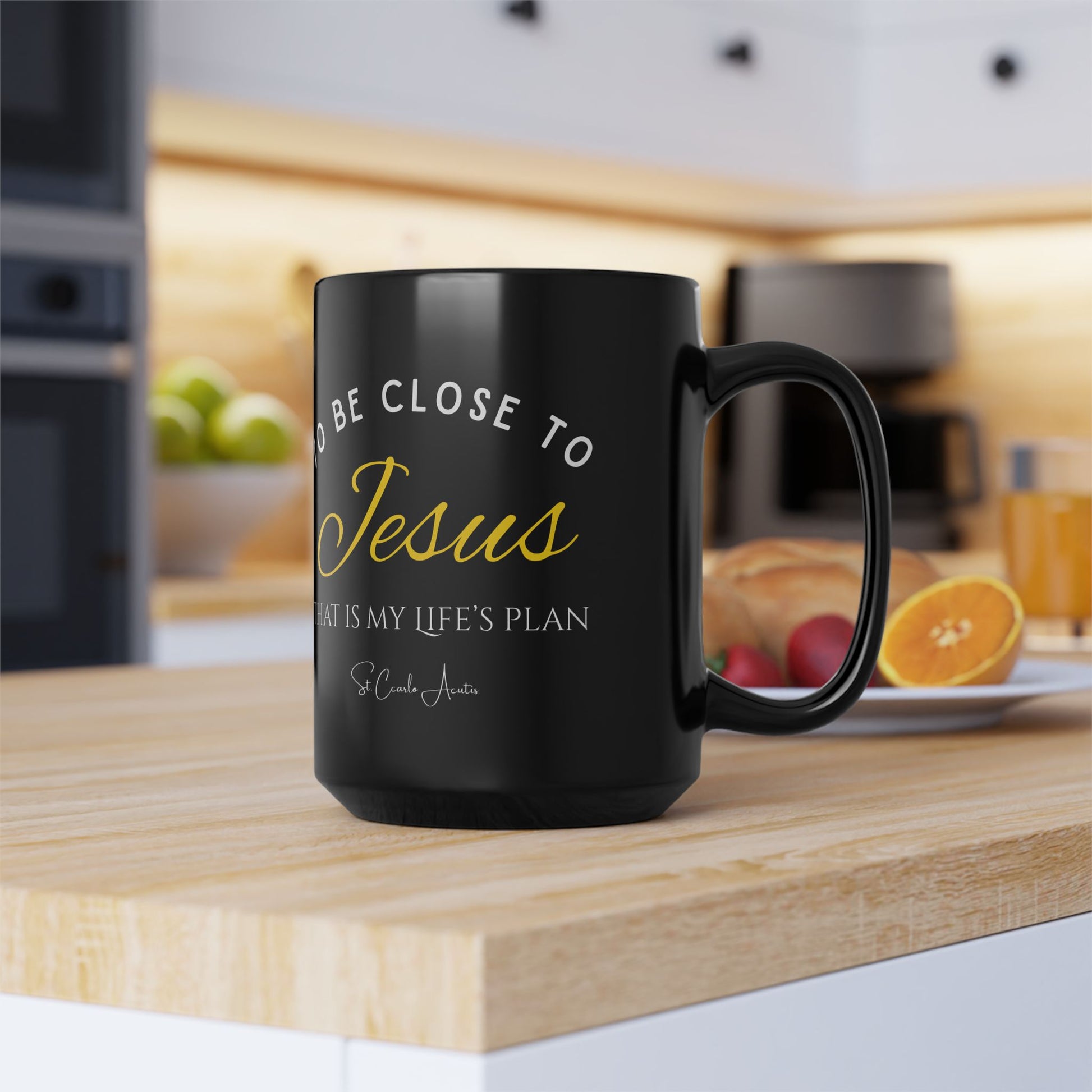 St. Carlo Acutis 'Close To Jesus' Black Mug